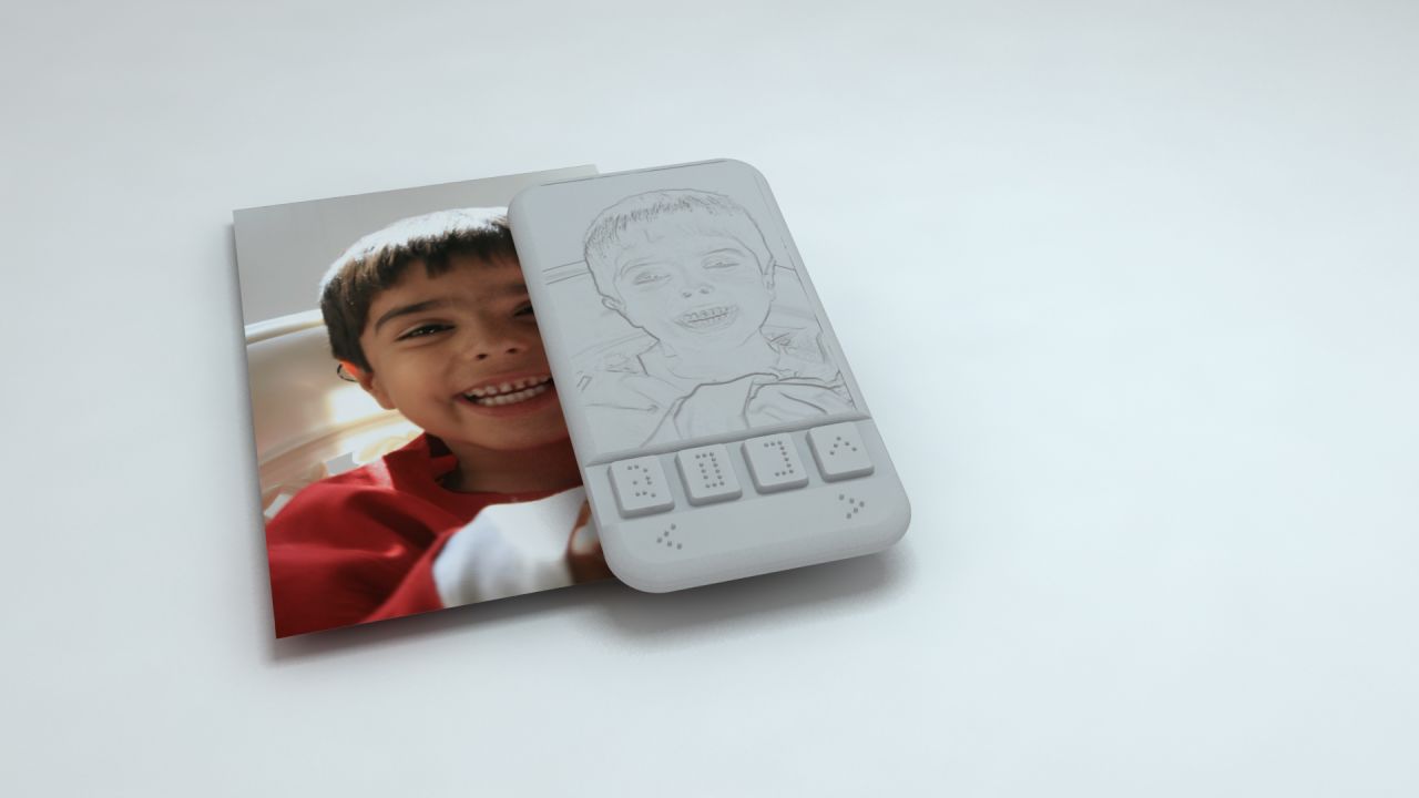 A mass-market version of the phone will have a screen which is composed of a grid of pins.