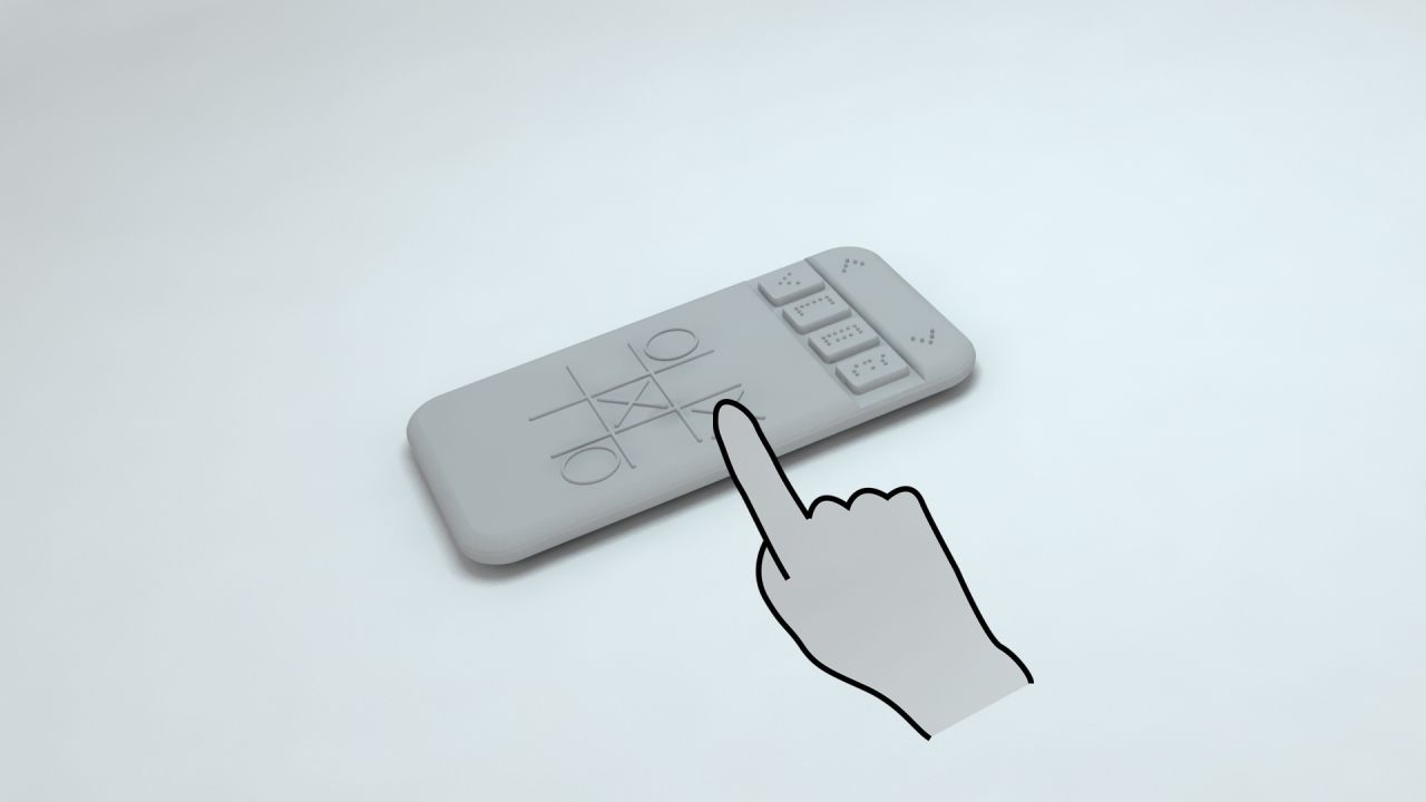 The pins move up and down to form Braille shapes when the phone receives a text or email.