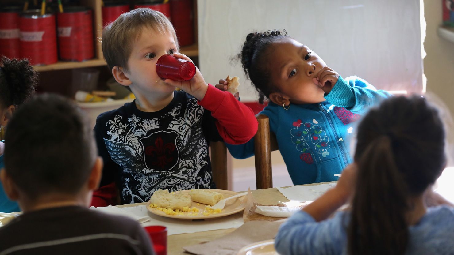 Children eat at a Head Start school in Woodbourne, New York, which provides early education to kids from low-income families. 
