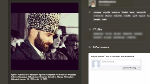 This image from the site Statigram shows an image that Dzhokhar Tsarnaev "liked" of warlord Shamil Basayev.