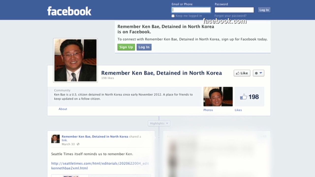 Facebook page dedicated to Kenneth Bae after his November detention in North Korea.
