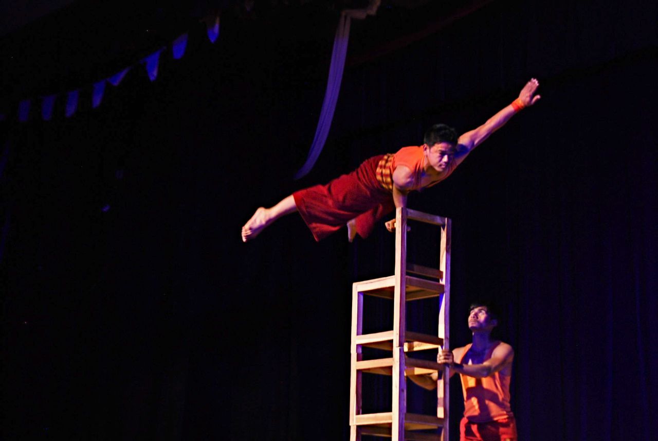 Bijaya Limbu was trafficked when he was nine years old. He was rescued after four years and is now a core member of Circus Kathmandu, Nepal's first professional contemporary circus troupe.