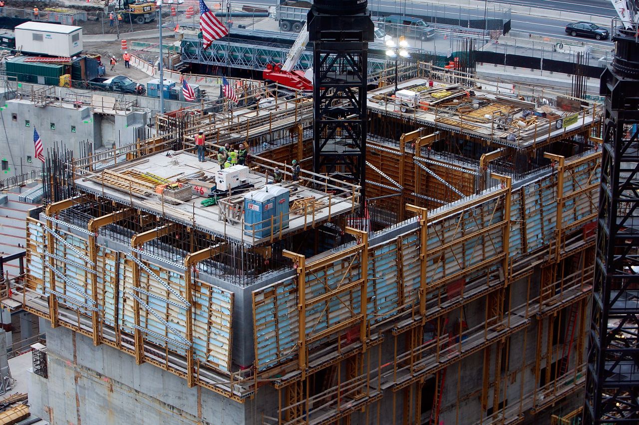 Work continues on the concrete core of the building December 9, 2008.