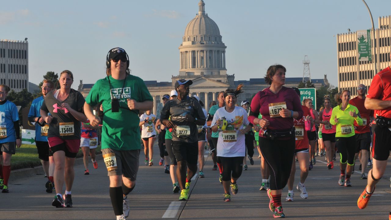 The Oklahoma City marathon was held only 13 days after explosions at the finish line in Boston.