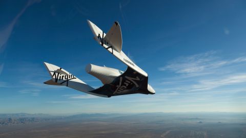 Virgin Galactic's SpaceShipTwo during a glide flight. 