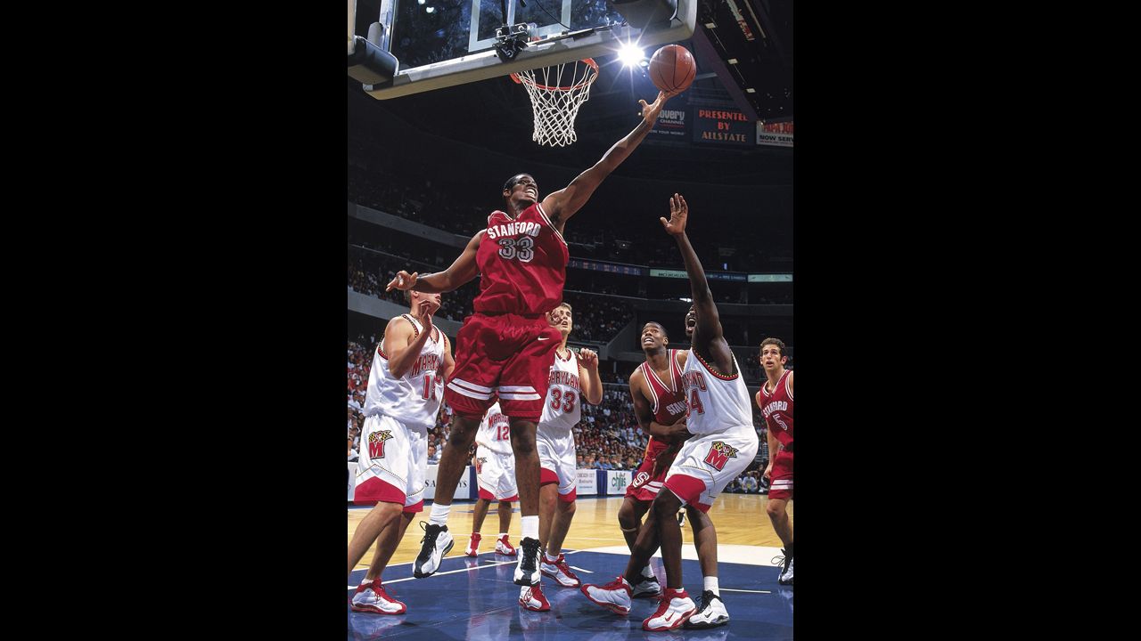 Jason Collins, who played with the NBA's Washington Wizards this season, has disclosed that he is gay, making him the first active openly homosexual athlete in the four major American pro team sports. Collins (No. 33) played college ball for Stanford, here against Maryland in 1998. He has been in the NBA for 12 seasons. 