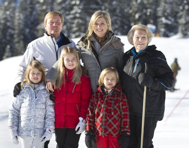 Willem-Alexander, Maxima, Beatrix, Alexia, Amalia and Ariane appear at the annual winter photocall on February 18, 2013 in Lech, Austria.