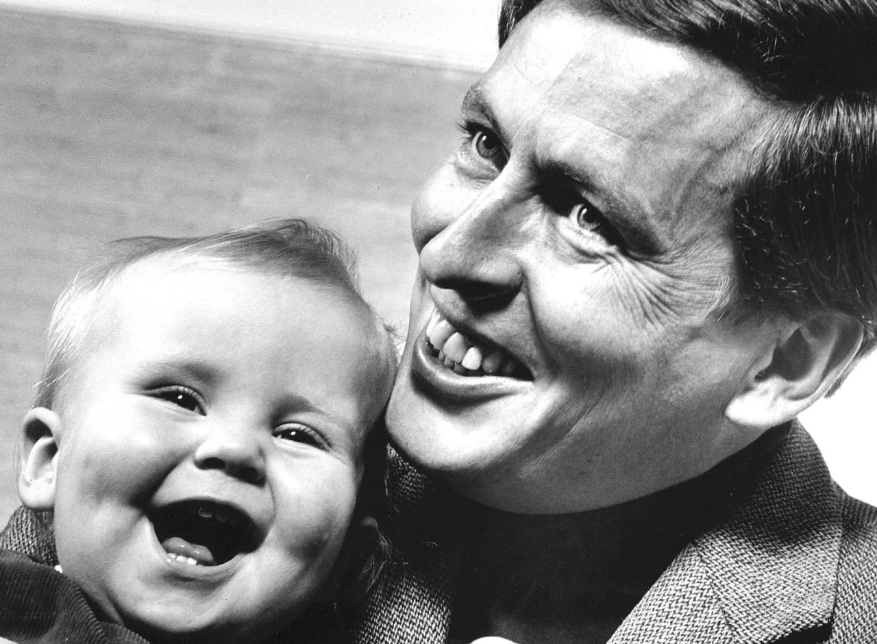 Prince Claus holds his son Willem-Alexander in 1968. 