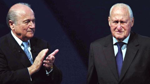 Sepp Blatter succeeded Joao Havelange (right) as president of football's governing body FIFA in 1998.