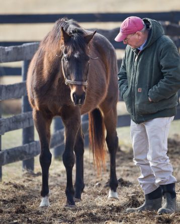 Clever Allemont and <a href="http://www.oldfriendsequine.org/" target="_blank" target="_blank">Old Friends</a> Retirement Center founder Michael Blowen spent quality time together in the paddock as the elderly racehorse lived out his golden years. "Because people cared about Clever Allemont, he is with us," Blowen said in 2013 of the horse rescued from a kill auction. "Aller" was blind in one eye.