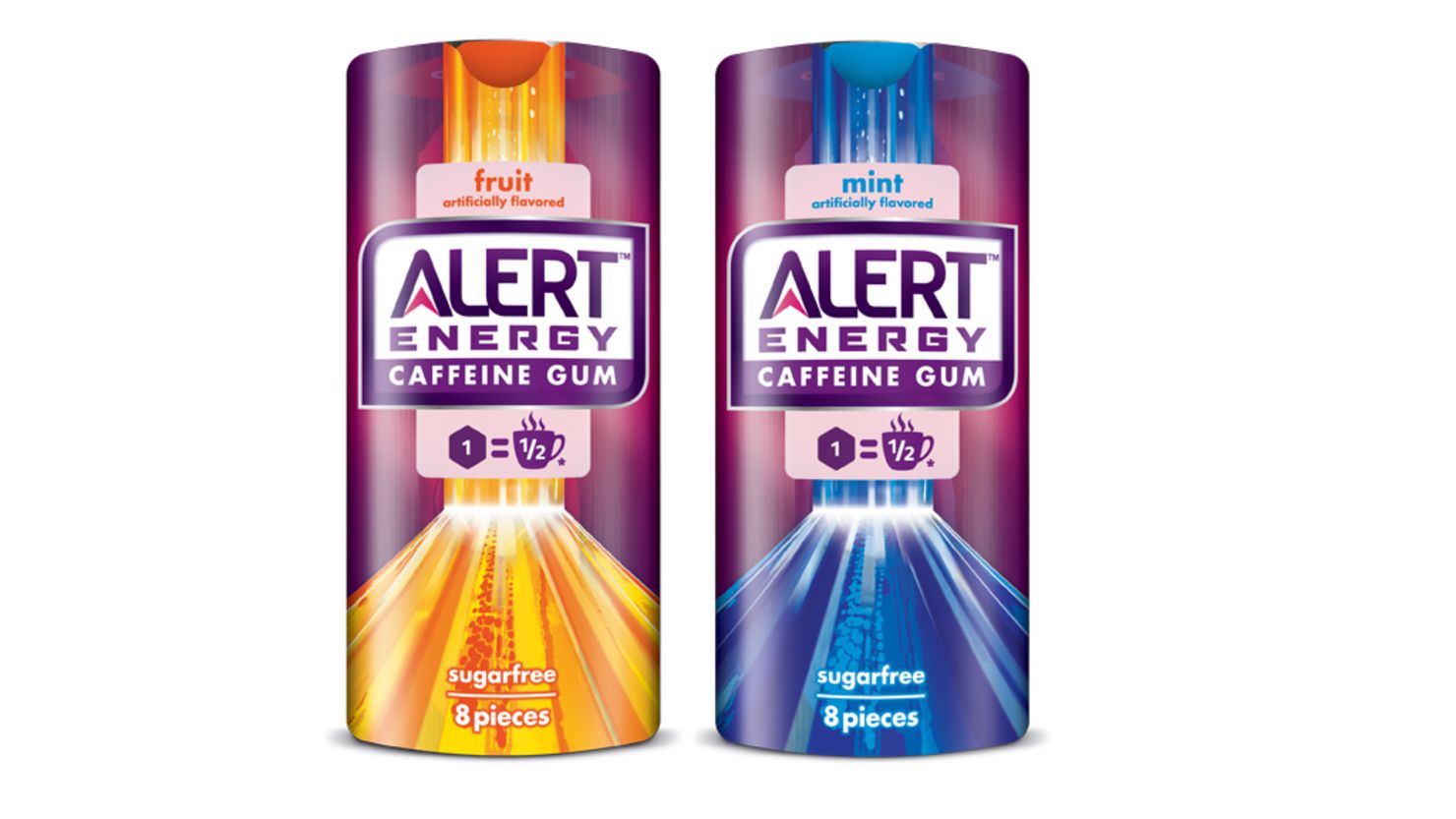 Alert Energy Caffeine Gum comes in two flavors: mint and fruit.