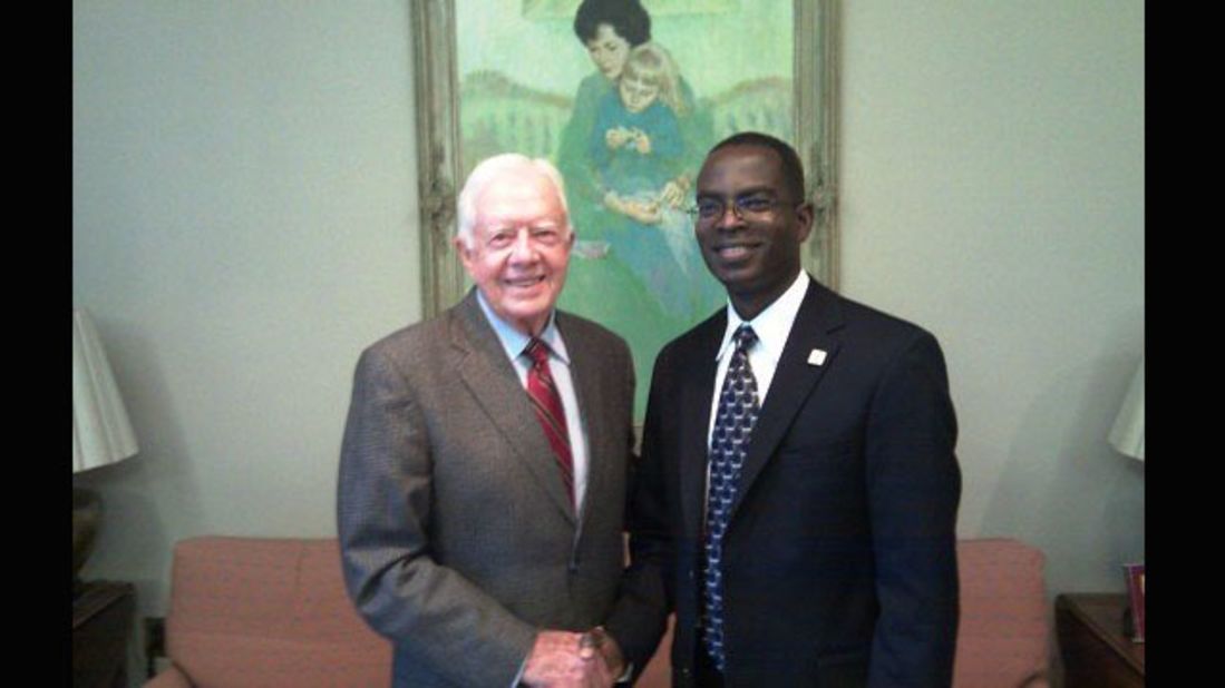 For his efforts to improve education in Ghana, he's won many awards and has met many dignitaries, including former U.S. president Jimmy Carter.