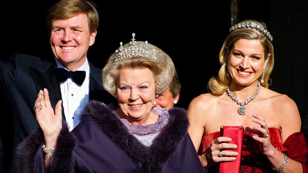 Willem-Alexander becomes King of the Netherlands on April 30 after the abdication of his mother, Beatrix, center. His wife, Queen Máxima, accompanies them to a dinner in Amsterdam before Beatrix officially steps down.