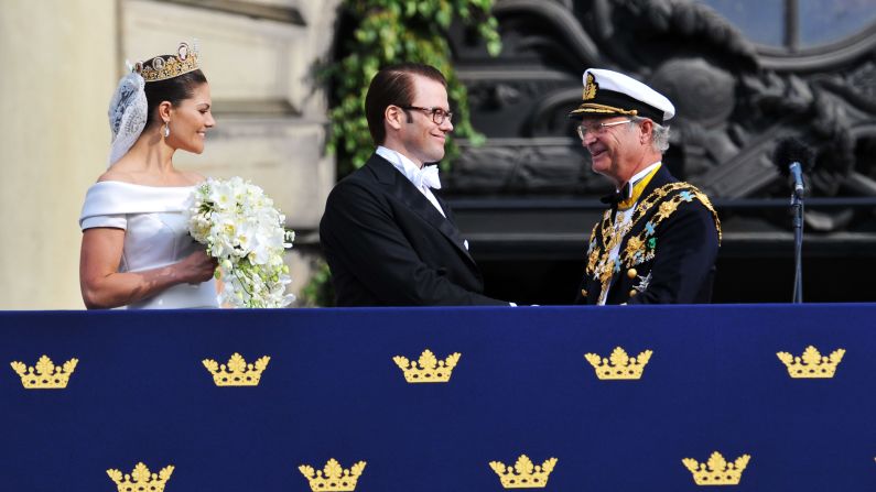 Prince Daniel, center, pictured with his wife Crown Princess Victoria, is the heir to King Carl Gustav of Sweden.