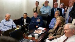President Barack Obama, Vice President Joe Biden, Secretary of State Hillary Clinton and members of the national security team receive an update on the mission against Osama bin Laden in the Situation Room of the White House on May 1, 2011 in Washington, in this image provided by the White House.