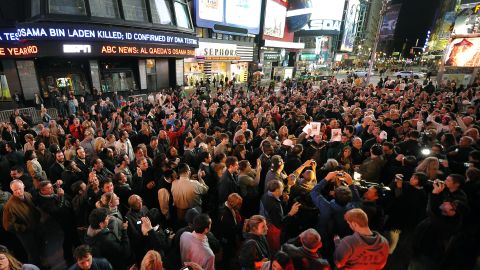 Times Square is filled shortly after the announcement of bin Laden's death.