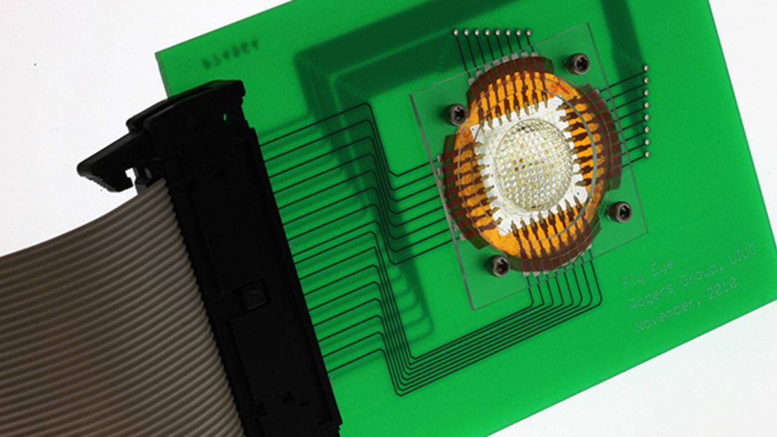 Prototype of a digital camera inspired by the compound eyes of insects. 