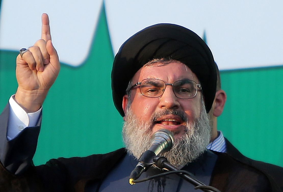 Hezbollah leader Hassan Nasrallah addresses supporters in September 2012.