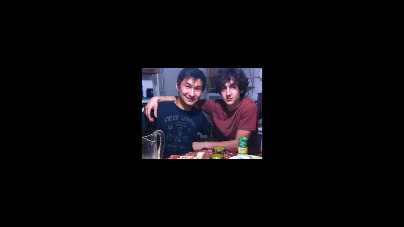 Dias Kadyrbayev, left, with Boston Marathon bombing suspect Dzhokhar Tsamaev in a picture taken from the social media site VK.com. Kadyrbayev is expected to plead guilty August 21 to charges in connection with removing a backpack and computer from Tsamaev's dorm room after the April 2013 bombing, according to a defense lawyer.