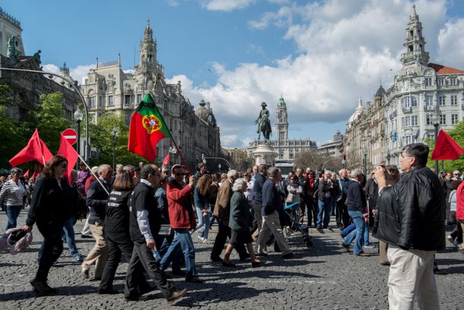 <a >iReporter TTeixeira</a> captured this image from a May Day protest in Porto, Portugal. "People protested with great order, but showed discontent against the government who they blame for this economic crisis," she said. "They want the government to resign and the Troika out of this country."