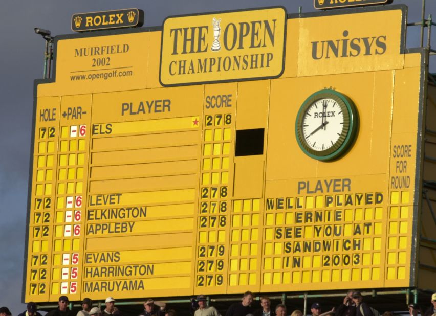The famous yellow scorecard on the 18th at Muirfield will also be complemented by LED scoreboards on the seventh, 11th, 16th and 17th holes.
