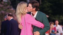 Sealed with a kiss. Fred Couples celebrates his one and only major success at the 1992 Masters with his wife Debbie.  