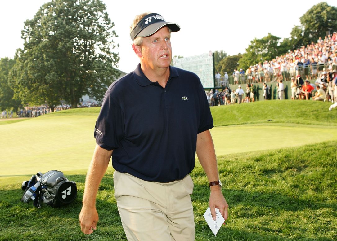 Colin Montgomerie is left to reflect on another major near miss as he trudges off the 18th at Winged Foot in the 2006 U.S. Open after a double bogey six cost him victory.  