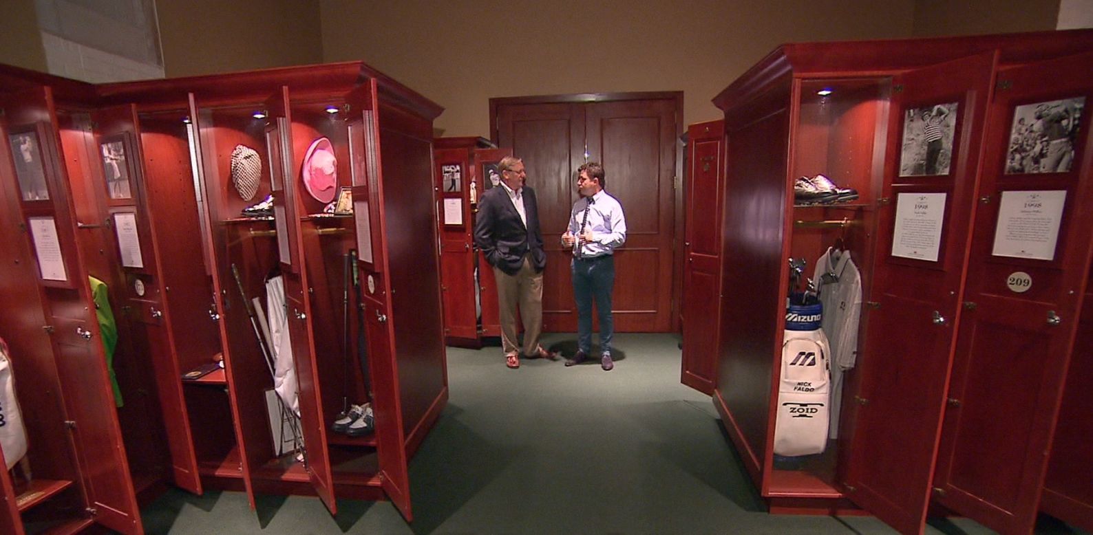 Hall of Fame chief operating offer Jack Peter shows CNN Living Golf's Shane O'Donoghue the Hall of Fame locker room.