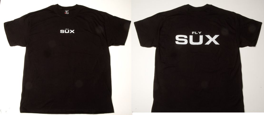 Fly Sux T-shirts are flying off the shelves.