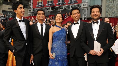 The "Slumdog Millionaire" cast -- from left, Dev Patel, Madhur Mittal, Freida Pinto, Irrfan Khan and Anil Kapoor -- at the 2009 Academy Awards. The film won Best Picture.