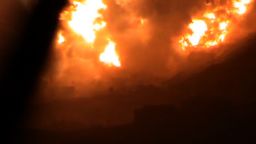 An image taken from a Youtube video purportedly shows an explosion on Qasiyoun mountain filmed from Qudsiya suburb of Damascus, Syrion on Saturday, May 4.