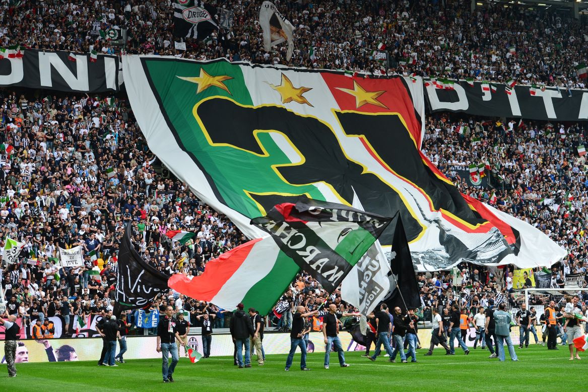 Juventus supporters celebrate after Sunday's 1-0 win over Palermo gave their team a 29th Italian Serie A title. 