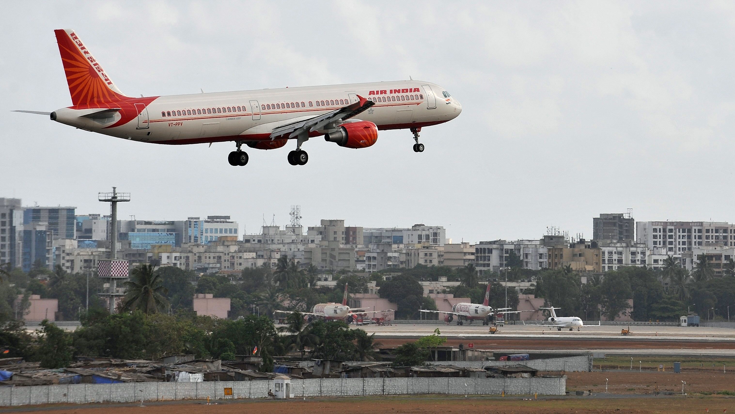 A file photo of an Air India aircraft preparing to land at the international airport in Mumbai.