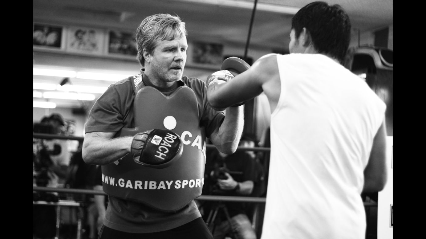 Pacquiao trained in Los Angeles for the welterweight title match against Bradley.