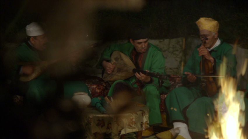 Musicians in Joujouka, a remote village in the Ahl Srif tribal area south of the Rif in Northern Morocco. From episode 5 of Anthony Bourdain Parts Unknown.