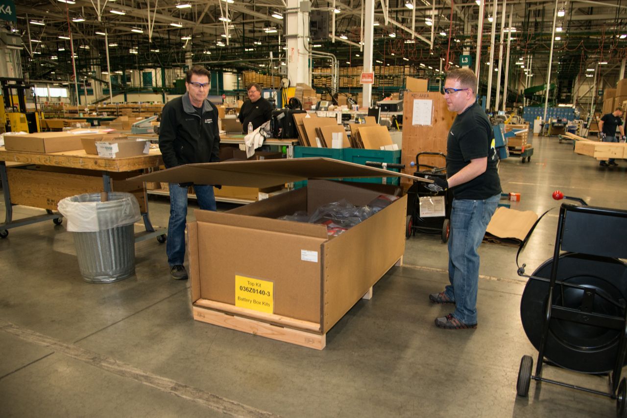 Once the fix was approved by the FAA, Boeing began to prepare then ship the battery containment kit for shipping to its 787 customers. "The parts easily go into a lower cargo hold but the tools and logistics to do the work probably are more suitable for a freighter," managing director of AOG James Testin says. "The equipment weighs close to 28,000 to 30,000 lbs (12.7 to 13.6 tons)."