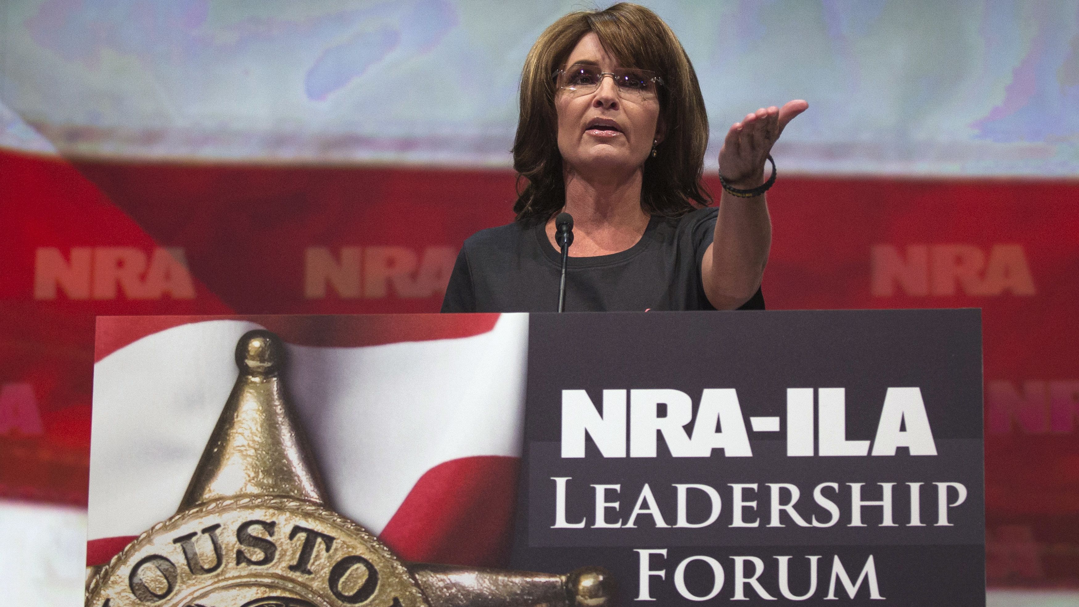 Former Alaska Gov. Sarah Palin was among the GOP politicians last week at the National Rifle Association convention in Houston.