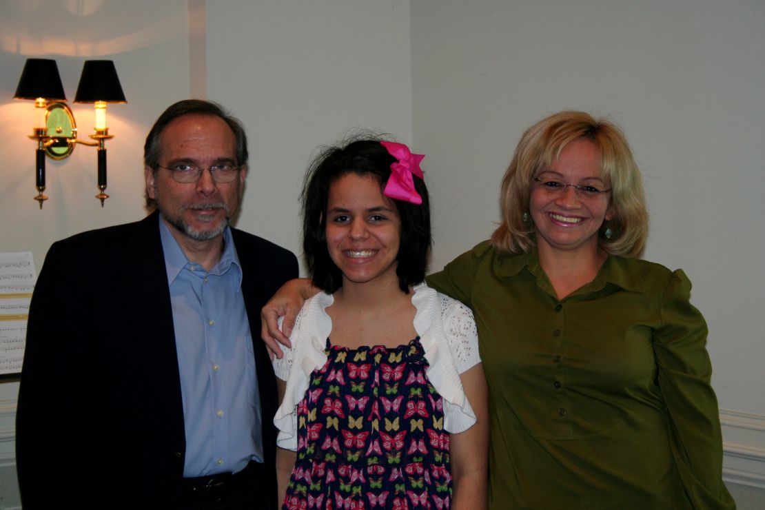 The dream team: Mano with her dad, a music professor, and mom, a counselor