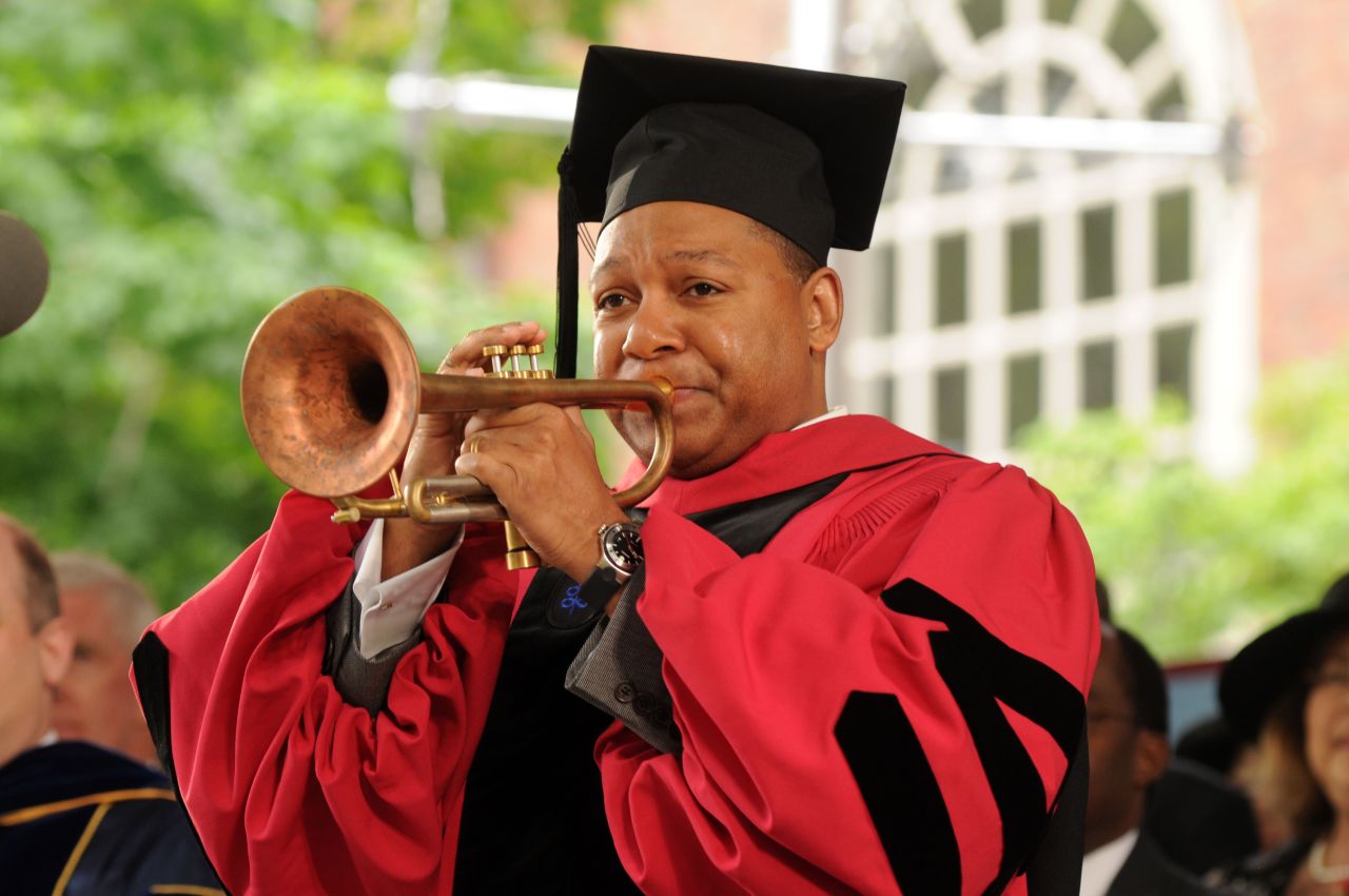 Musician Wynton Marsalis will speak at the University of Vermont's commencement on May 19, when his son will graduate. Here, Marsalis played "America the Beautiful" during Harvard's commencement in 2009. 