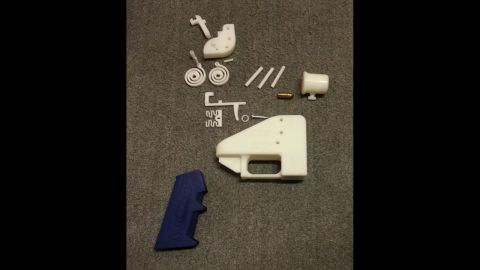 Shown here are parts that go into the plastic gun, called The Liberator. Everything in the gun can be printed except for its metal firing pin, claims the Texas group.