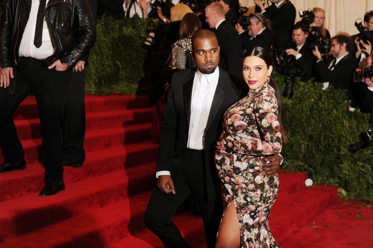 Kanye West and Kim Kardashian attend the Costume Institute Gala for the "PUNK: Chaos to Couture" exhibition at the Metropolitan Museum of Art in New York on Monday, May 6.