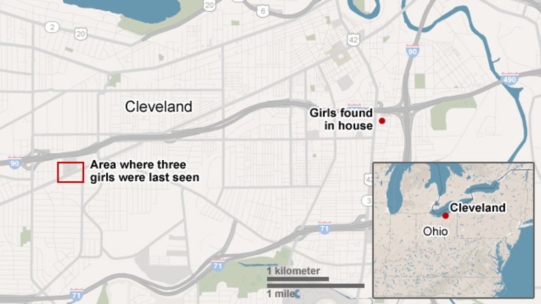 Cleveland missing girls map