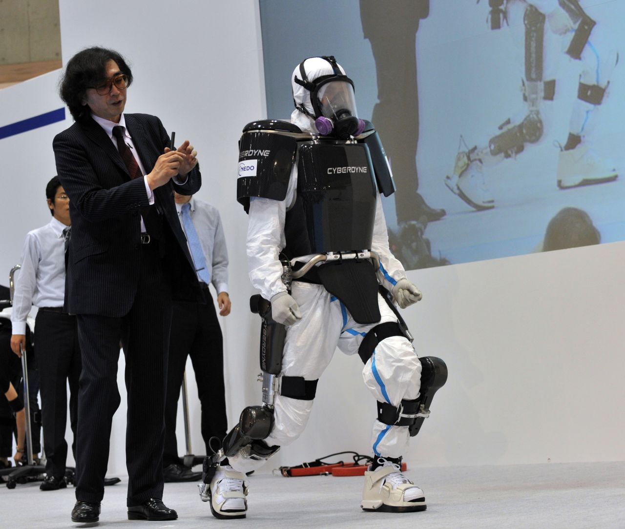 Cyberdyne's HAL-5 suit could take rescue workers into dangerous zones in the future. For now, it is allowing hundreds of Japanese patients suffering from muscle weakness to get around. 