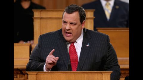 Christie addresses state legislators during his State of the State Address on January 8 in Trenton.