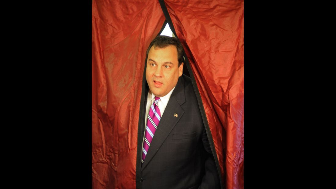 Christie exits the voting booth after casting his vote on November 3, 2009, in Mendham, New Jersey. Christie beat incumbent Democrat John Corzine for the gubernatorial position.