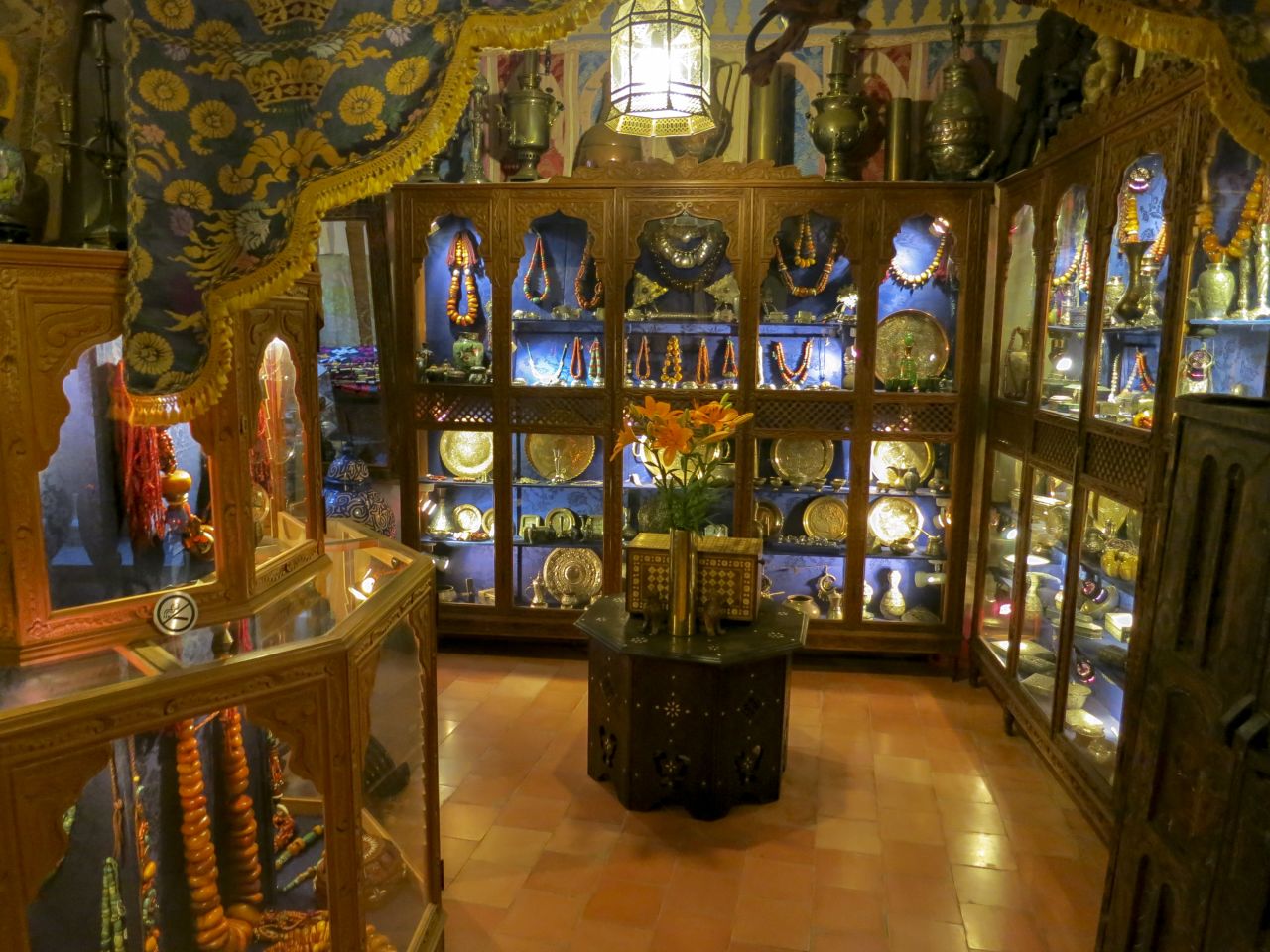 A view of the collection at Boutique Majid, an antique shop in Tangier.