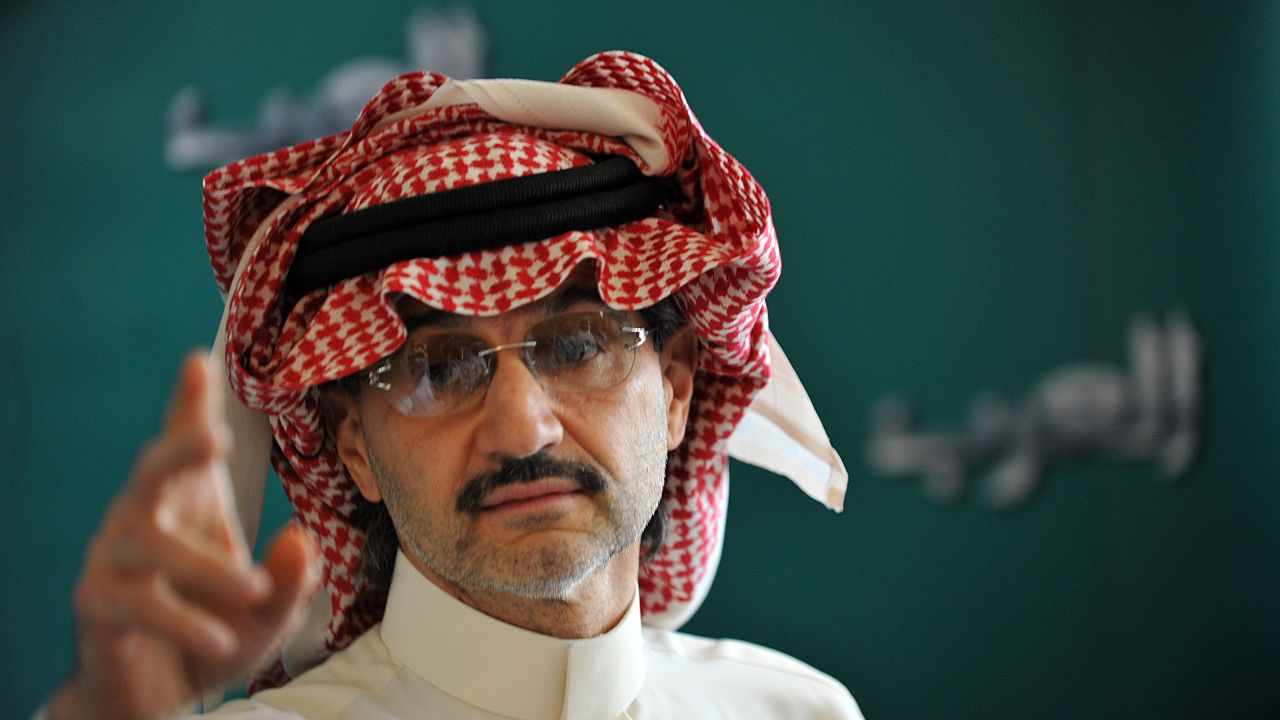 Saudi billionaire Prince Alwaleed bin Talal gestures during a press conference, on September 13, 2011, in Riyadh.