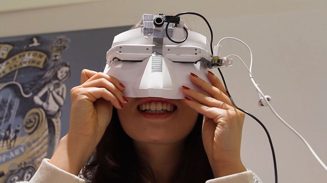The first working prototype of Eidos Vision. It contains a head mounted display and camera, although it's a far cry from the cool looking final product. 