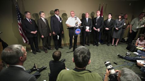 Cleveland Deputy Chief of Police Ed Tomba, center, speaks at a news conference to address details of the developments.