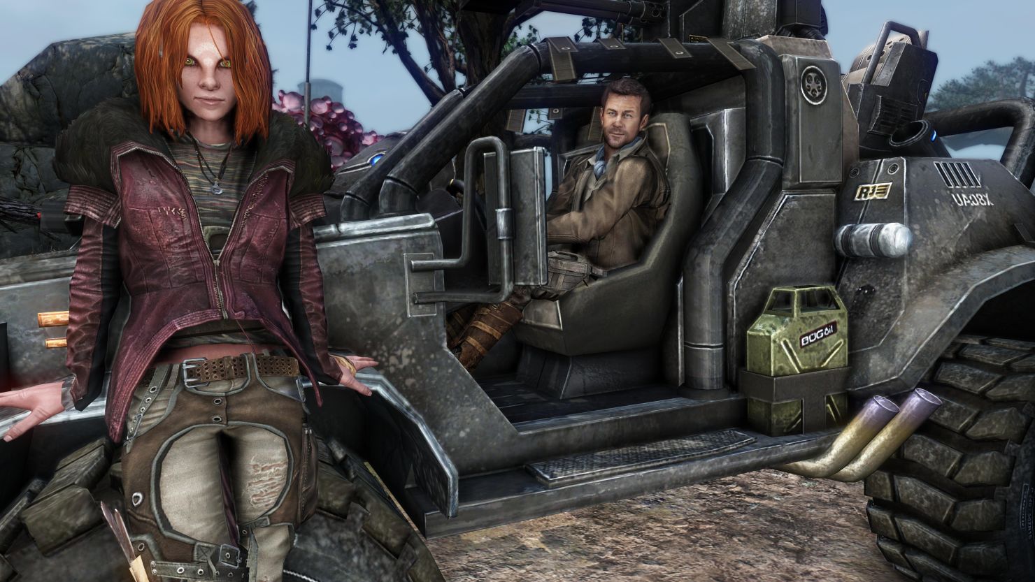The characters Irisa, left, and Joshua Nolan appear both in the "Defiance" video game and on the Syfy show of the same name.